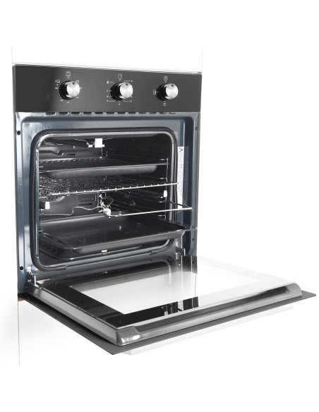 ALPHA Horno de Gas NEPTUNO ELITE GAS Cristal Negro. Ventilador y Temporizador en Horno. **Alta Gama**