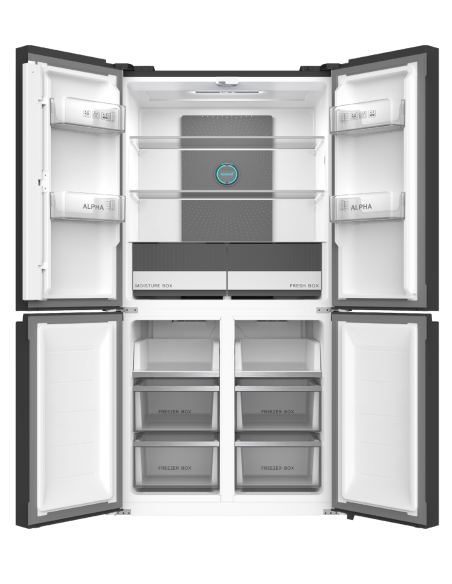 ALPHA Frigorifico Americano Pegasus Elite Pro-83, Cristal Negro, 4 Puertas, Metal Cooling, Inverter, *Alta Gama*