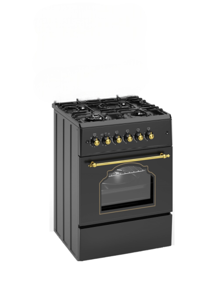 ALPHA  Cocina de Gas VULCANO GOLD-60 Rustica Oro. Encendido automático, Wok, Ventilador y Temporizador. *Alta Gama*