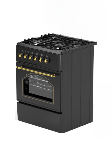 ALPHA  Cocina de Gas VULCANO GOLD-60 Rustica Oro. Encendido automático, Wok, Ventilador y Temporizador. *Alta Gama*