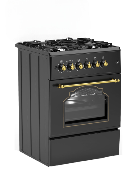 ALPHA  Cocina de Gas VULCANO GOLD-60 Rustica Oro. Encendido automático, Wok, Ventilador y Temporizador. *Alta Gama*