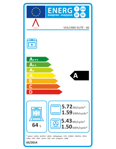 ALPHA Cocina de Gas  VULCANO ELITE-60 Negro...