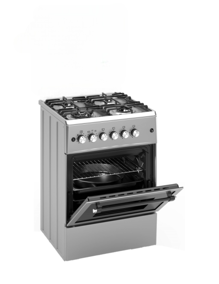 ALPHA Cocina de Gas VULCANO LUX-60 Inox. Encendido automático, Wok, Ventilador y Temporizador. *Alta Gama*