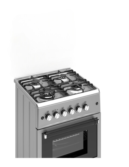 ALPHA Cocina de Gas VULCANO LUX-60 Inox. Encendido automático, Wok, Ventilador y Temporizador. *Alta Gama*