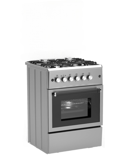ALPHA Cocina de Gas VULCANO LUX-60 Inox. Encendido automático, Wok, Ventilador y Temporizador. *Alta Gama*