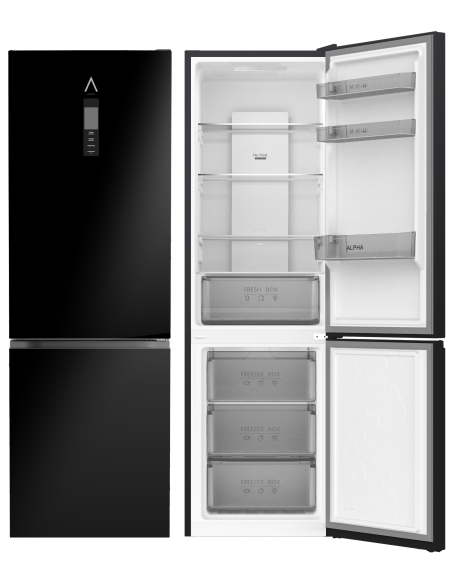ALPHA Frigorífico Combi Pegasus Elite-185, 185X60cm, Negro Brillo, No Frost, Inverter, *Alta Gama*