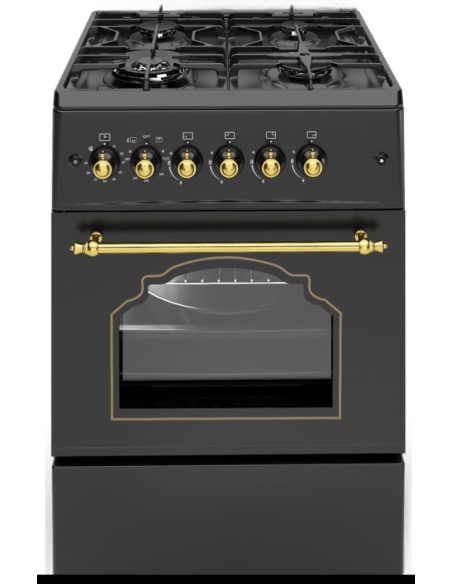 ALPHA  Cocina de Gas VULCANO GOLD-60 Rustica Oro. Encendido automático, Wok, Ventilador y Temporizador. *Alta Gama*