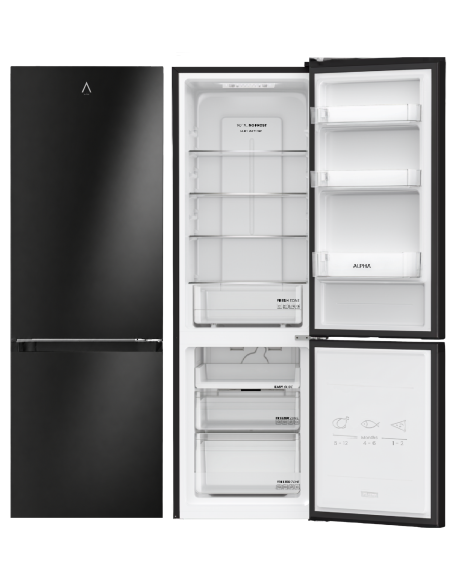 ALPHA Frigorífico Combi Pegasus Elite-180, 180X55cm, Negro, No Frost, Inverter, *Alta Gama*