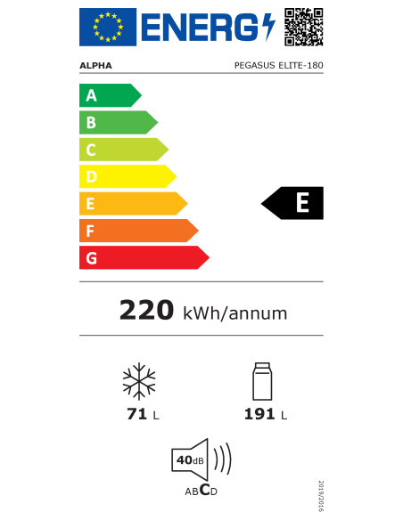 ALPHA Frigorífico Combi Pegasus Elite-180, 180X55cm, Negro, No Frost, Inverter, *Alta Gama*