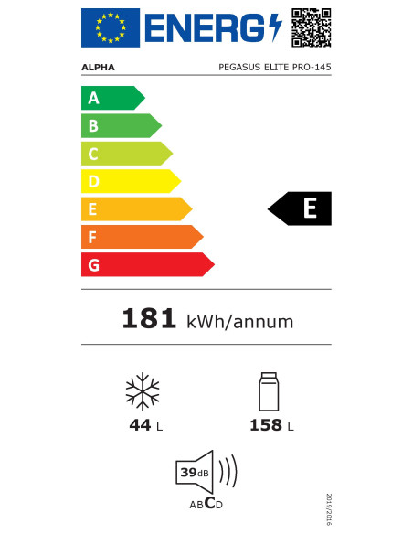 ALPHA Frigorífico Combi Pegasus Elite Pro-145, 142X55cm, Cristal Negro, Cíclico, *Alta Gama*