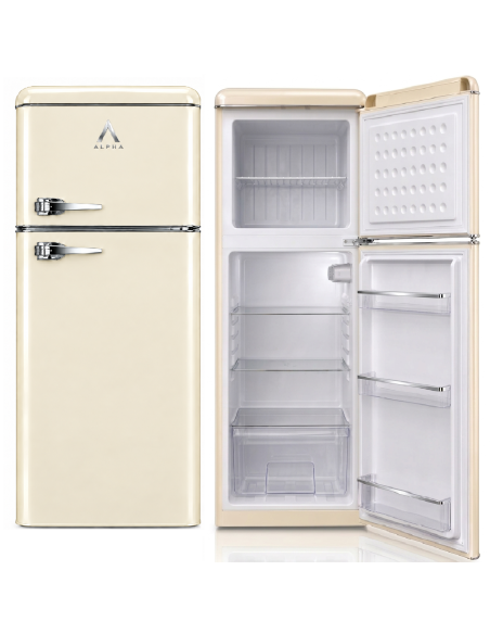 ALPHA Frigorífico Combi Pegasus Retro Cream, 133X46cm, Retro Crema, Cíclico, *Alta Gama*