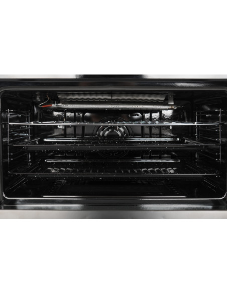 ALPHA Cocina de Gas VULCANO ELITE-90 Cristal Negro. Encendido automático y temporizador en horno. **Alta Gama**