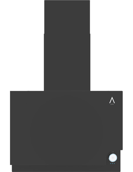 ALPHA Campana decorativa GEA ELITE Cristal Negro doble zona de Absorción  650 m3, Tira Led, Mando Iluminado **Alta Gama**