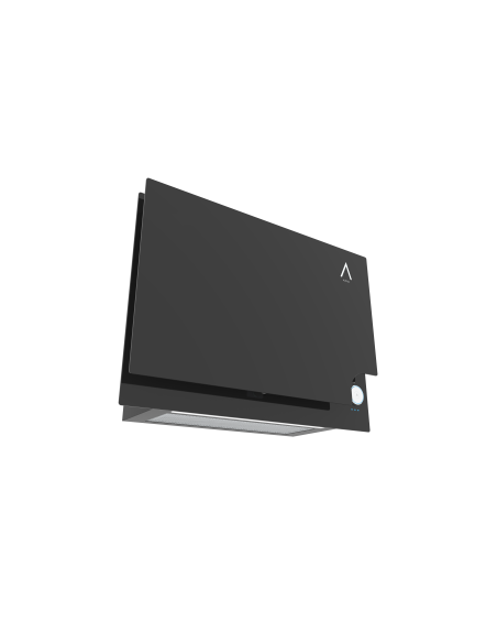 ALPHA Campana decorativa GEA ELITE Cristal Negro doble zona de Absorción  650 m3, Tira Led, Mando Iluminado **Alta Gama**