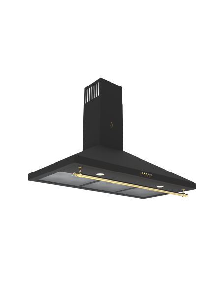 ALPHA Campana Decorativa Rústica Dorada GEA GOLD-90. Cristal Negro, 550 m3, Luz Led **Alta Gama**