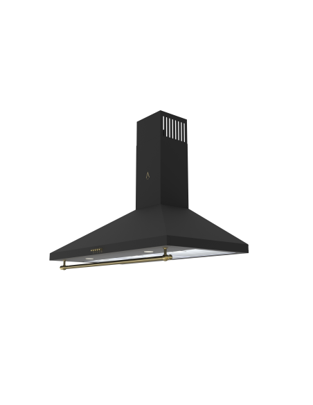 ALPHA Campana Decorativa Rústica Dorada GEA GOLD-90. Cristal Negro, 550 m3, Luz Led **Alta Gama**