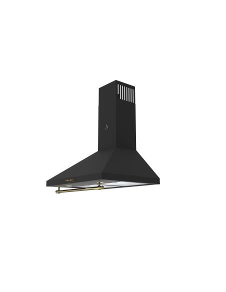 ALPHA Campana Decorativa Rústica Dorada GEA GOLD-60. Cristal Negro, 550 m3, Luz Led **Alta Gama**