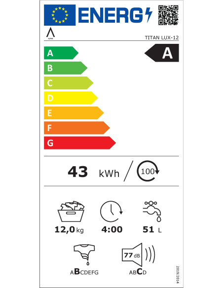 ALPHA Lavadora TITAN Lux-12, Eficiencia A, Digital Drive Motor, TWINJET, 1.400rpm, 12kg, Gris *Alta Gama*