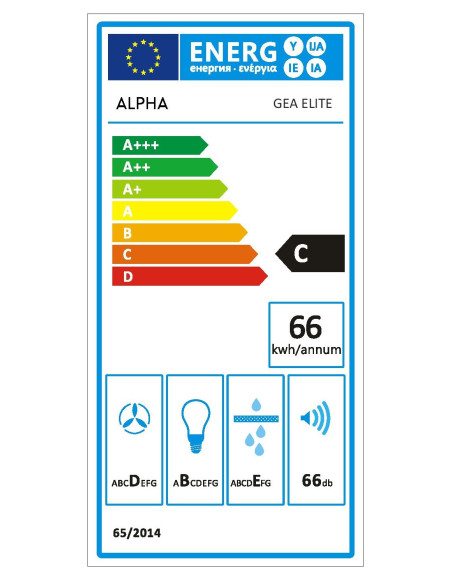 ALPHA Campana decorativa GEA ELITE Cristal Negro doble zona de Absorción  650 m3, Tira Led, Mando Iluminado **Alta Gama**