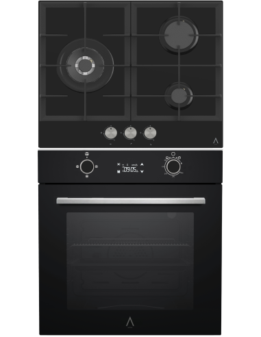 ALPHA Conjunto de Placa de Gas URANO ELITE y Horno de Gas NEPTUNO ELITE GAS Cristal Negro. **Alta Gama**